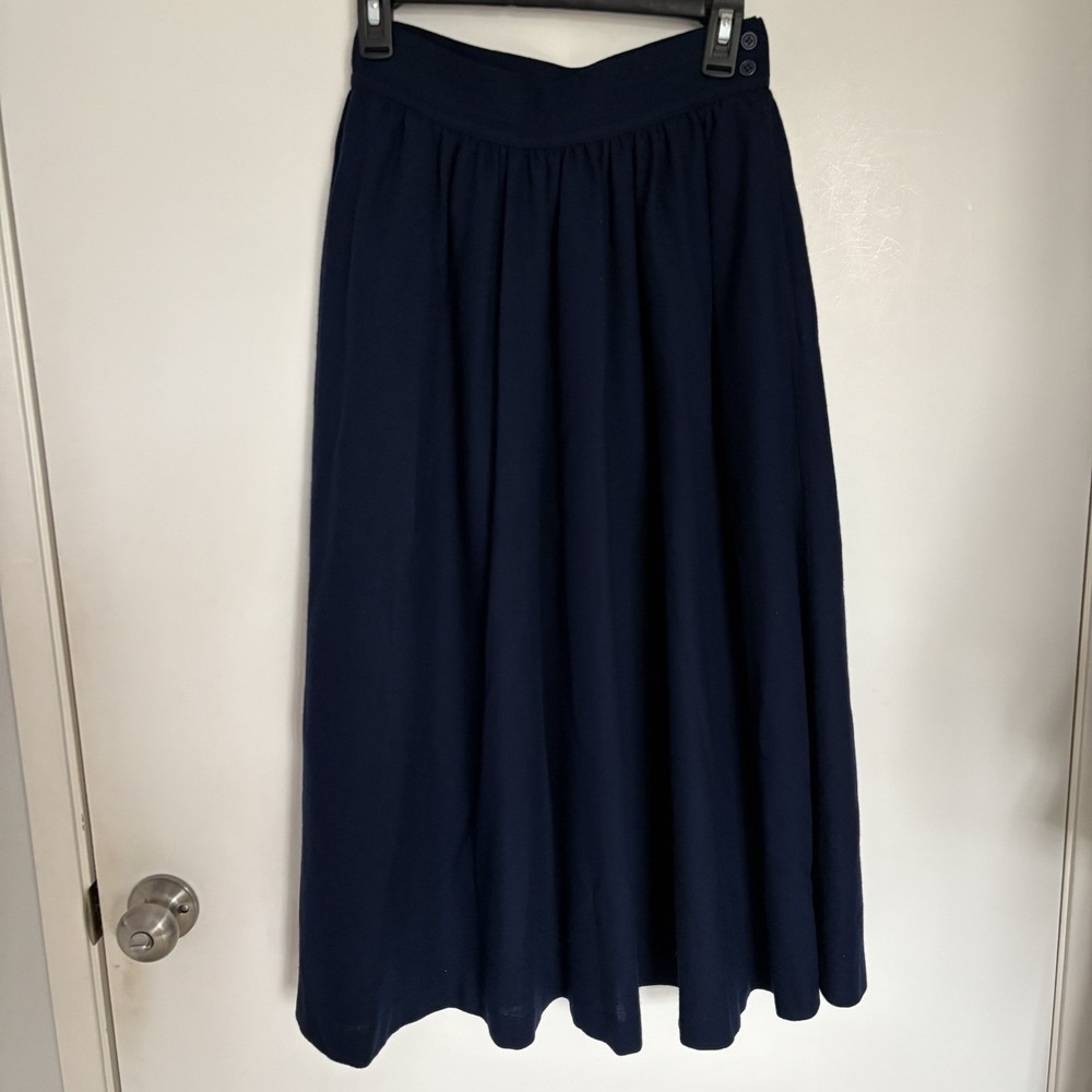 Yve Saint Laurent Paris Rive Gauche Vintage Blue Wool Skirt Size 40 France